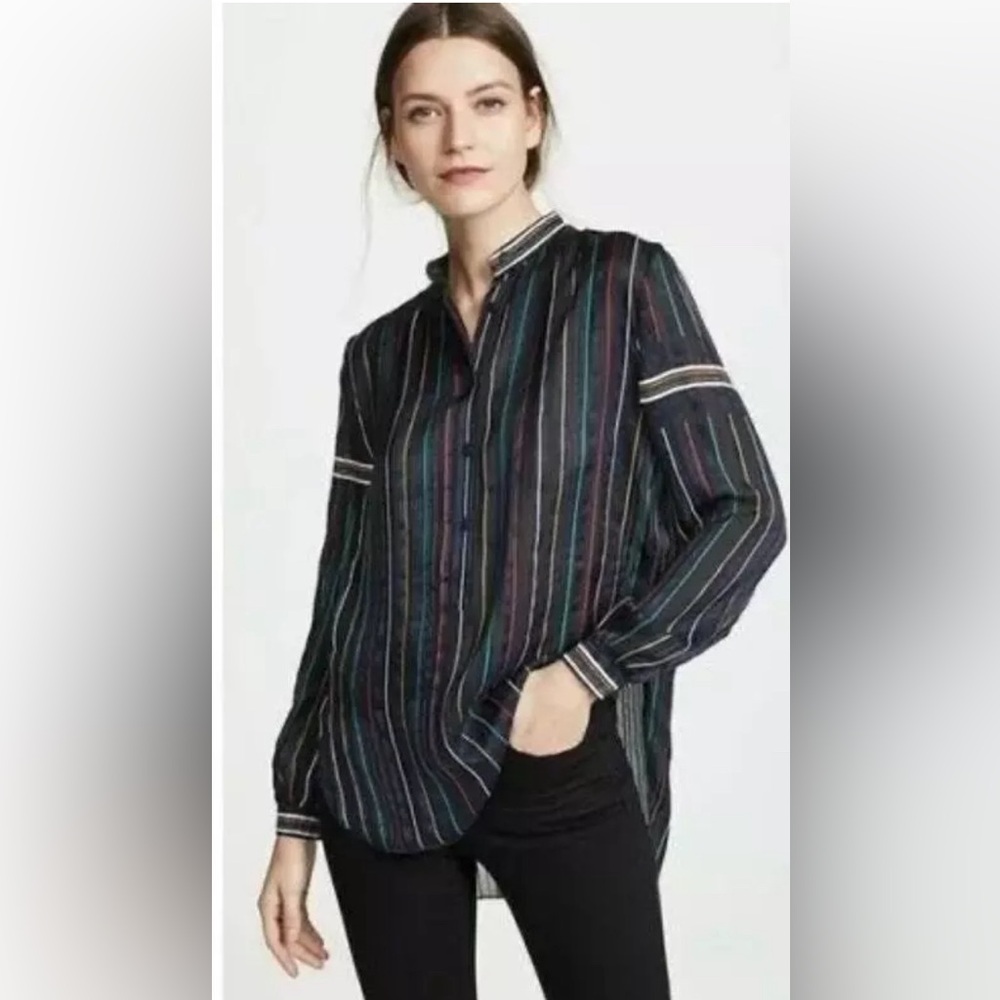 Here's an Rag & Bone Austin Silk Blouse | Navy Multicolor | Size Small